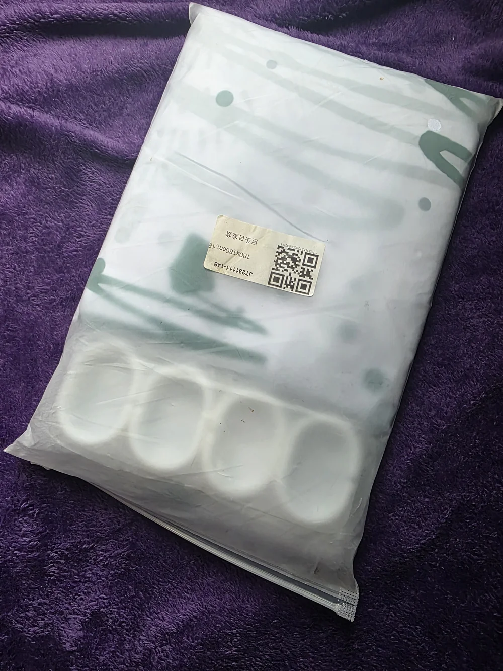 White and Green Shower Curtain Panel with Hooks - Home Bedding